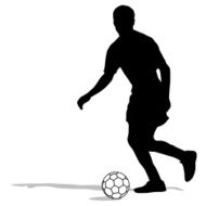 silhouettes of soccer players with the ball N2