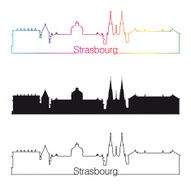 Strasbourg skyline linear style with rainbow