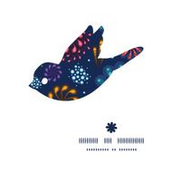 Vector holiday fireworks bird silhouette pattern frame