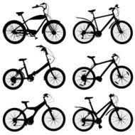 Set of silhouettes different bikes