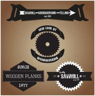 Collection of labels on the theme woodworking vector