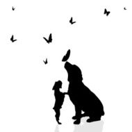 Vector silhouette of a dog N12