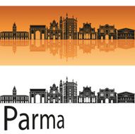 Parma skyline in orange background