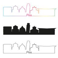 Pisa skyline linear style with rainbow