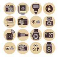 Icon set with cameras silhouettes