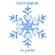 Snowflake hand drawn with oil pastels