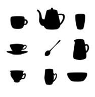 Teapot and cups silhouette