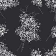 French bouquet contour seamless vector pattern