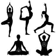 Yoga poses black silhouettes