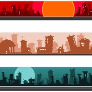 panorama of the cartoon city