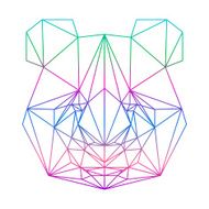 polygonal abstract panda silhouette drawn in one continuous line