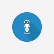 glass of beer Flat Blue Simple Icon with long shadow