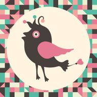 Curious bird with vintage background N2