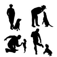 Vector silhouette of people with dog N54