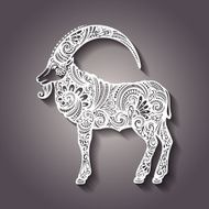 Decorative Goat with Patterned Horns