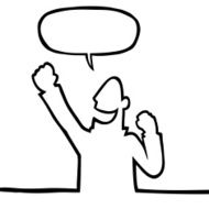 Happy person cheering