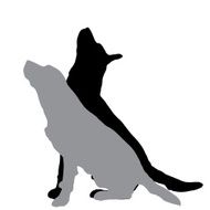 Vector silhouette of a dog N14