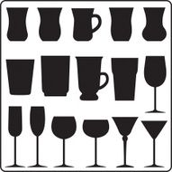 Vector several cups silhouette N2