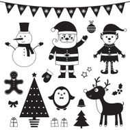 Christmas set isolated black elements N2
