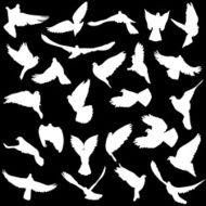 Set of silhouettes doves