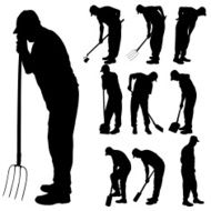 Vector silhouette of gardener