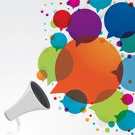 Megaphone with colourful speech bubbles N2