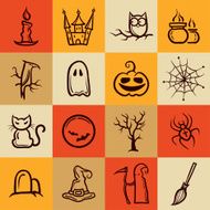 Set of retro graphical Halloween icons