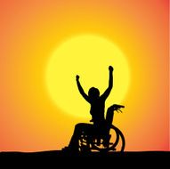 Vector silhouettes of woman in a wheelchair