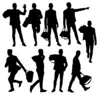 Men in various actions