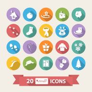 Flat Winter icons set with long shadow N2