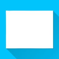 Wyoming Map on Blue Background Long Shadow Flat Design