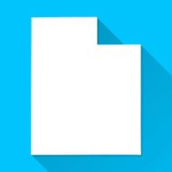 Utah Map on Blue Background Long Shadow Flat Design