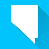 Nevada Map on Blue Background Long Shadow Flat Design