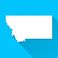 Montana Map on Blue Background Long Shadow Flat Design