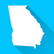 Georgia Map on Blue Background Long Shadow Flat Design