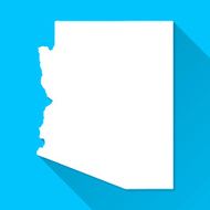 Arizona Map on Blue Background Long Shadow Flat Design