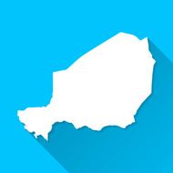 Niger Map on Blue Background Long Shadow Flat Design