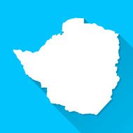 Zimbabwe Map on Blue Background Long Shadow Flat Design
