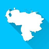 Venezuela Map on Blue Background Long Shadow Flat Design