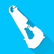 Tuvalu Map on Blue Background Long Shadow Flat Design