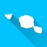 Tahiti - Polynesia Map Blue Background Long Shadow Flat Design