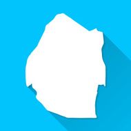 Swaziland Map on Blue Background Long Shadow Flat Design