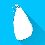 Sri Lanka Map on Blue Background Long Shadow Flat Design