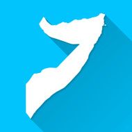 Somalia Map on Blue Background Long Shadow Flat Design