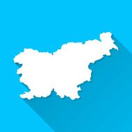 Slovenia Map on Blue Background Long Shadow Flat Design