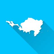 Sint Maarten Map on Blue Background Long Shadow Flat Design