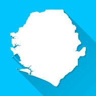 Sierra Leone Map on Blue Background Long Shadow Flat Design