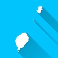 Sao Tome and Principe Map Blue Background Long Shadow Flat