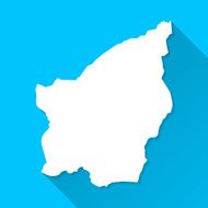 San Marino Map on Blue Background Long Shadow Flat Design