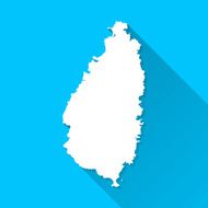Saint Lucia Map on Blue Background Long Shadow Flat Design